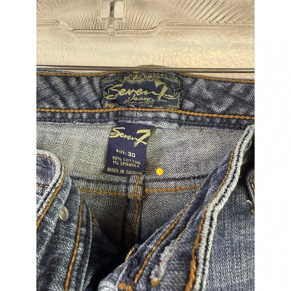 Seven 7 Capri Jeans Size 30 Blue‎ Denim Stretch Crop Distressed Hipster 30/22